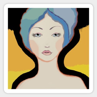 Blue Eyes woman digital art portrait Sticker